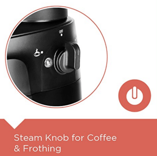 Black + Decker Bxcm0401In 870W 4-Cup Espresso & Cappuccino Coffee Maker with Frothing Function | Detachable Drip Tray for Easy Cleaning | 2-Year Warranty -(Black) - Image 3